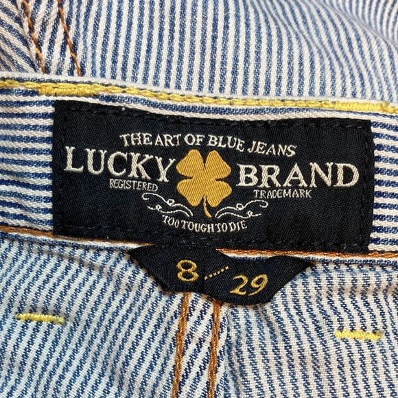 Lucky Brand Riley Distressed Denim Cutoff Striped Jean Shorts, Sz 8 - Picture 5 of 10